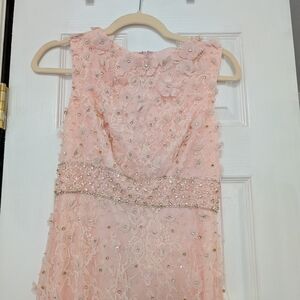 NWT Mac Duggal Floral Applique Sleeveless Midi Dress Size 2 *Rare Pink